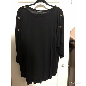 Black top with button sleeve details